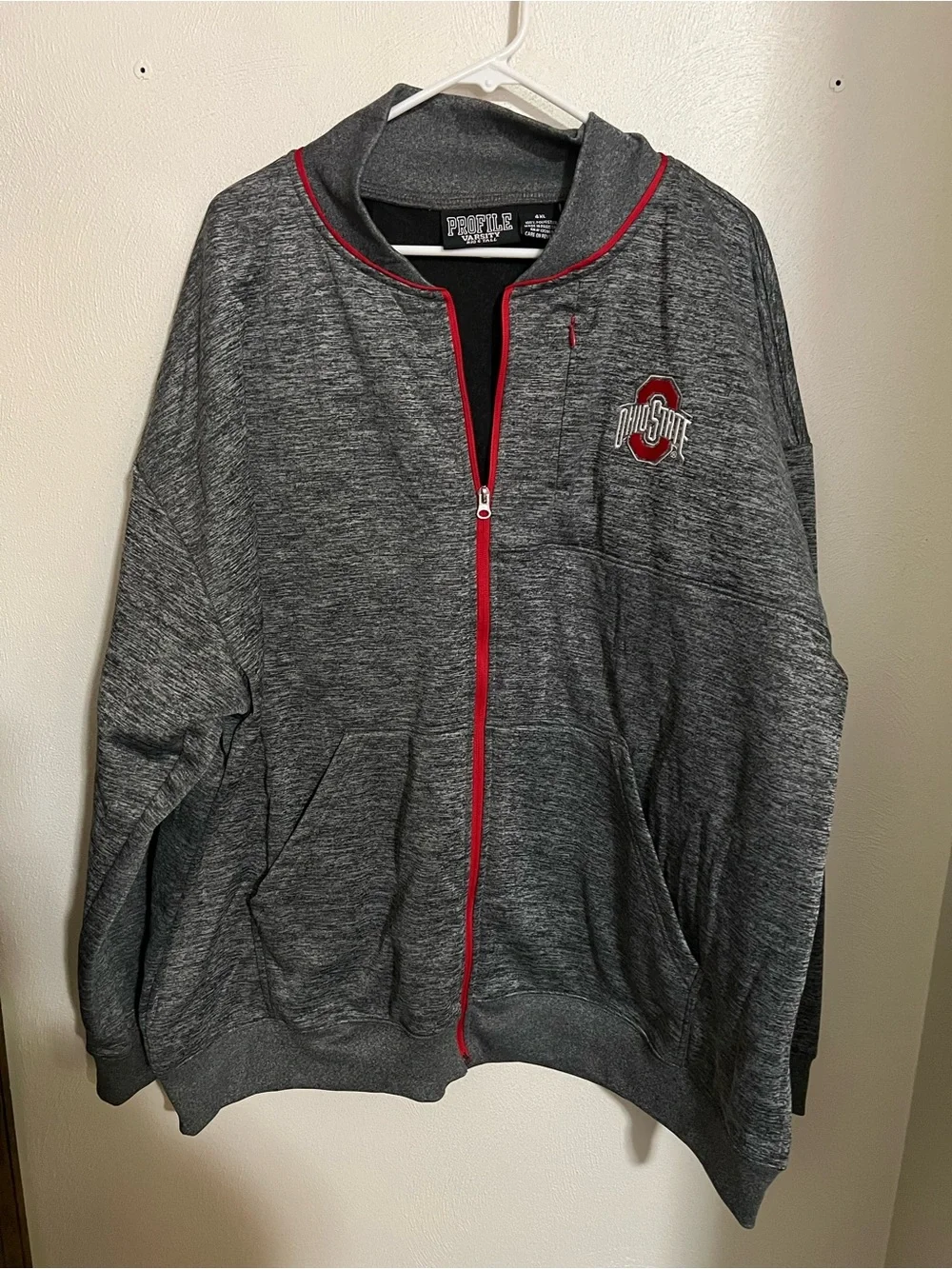 PROFILE VARSITY Classic Ohio State Buckeyes Full Zip Jacket Grey Red Men's‎ 4XL